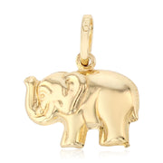 14K Gold Elephant Strength & Luck Charm Pendant with 0.9mm Wheat Chain Necklace