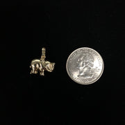 14K Gold Elephant Strength & Luck Charm Pendant with 1.6mm Figaro 3+1 Chain Necklace