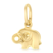 14K Gold Elephant Strength & Luck Charm Pendant with 0.9mm Wheat Chain Necklace