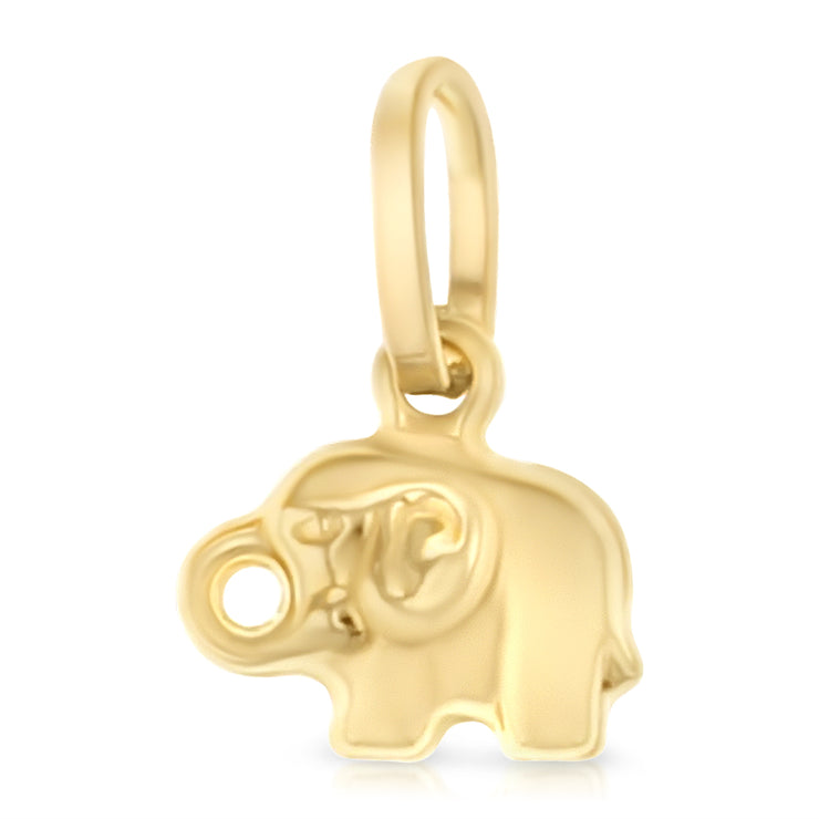 14K Gold Elephant Strength & Luck Charm Pendant with 0.8mm Box Chain Necklace