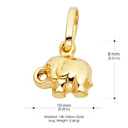 14K Gold Elephant Strength & Luck Charm Pendant with 0.9mm Wheat Chain Necklace