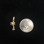 14K Gold Palm Tree Charm Pendant with 1.6mm Figaro 3+1 Chain Necklace