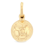14K Gold Plain Soccer Ball Charm Pendant with 0.8mm Box Chain Necklace