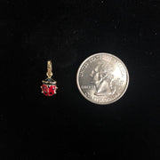 14K Gold Lady Bug Enamel Lucky Charm Pendant with 0.9mm Singapore Chain Necklace