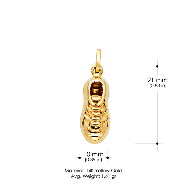 14K Gold Soccer Shoe Enamel Charm Pendant with 0.8mm Box Chain Necklace