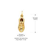 14K Gold Soccer Shoe Enamel Charm Pendant