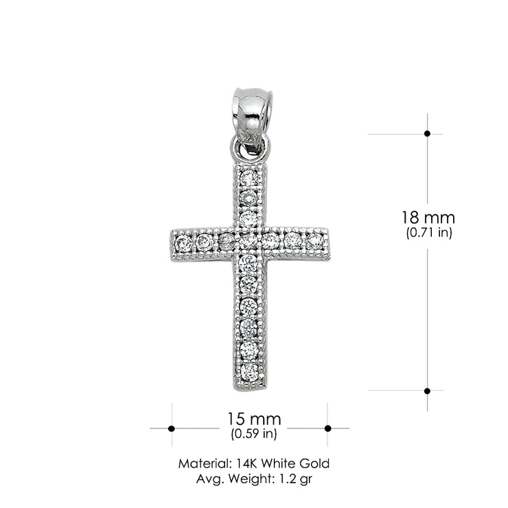 14K Gold Fancy Cross CZ Studded Religious Pendant