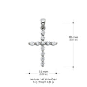 14K Gold Fancy Cross CZ Studded Religious Pendant