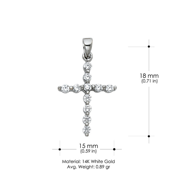 14K Gold Fancy Cross CZ Studded Religious Pendant