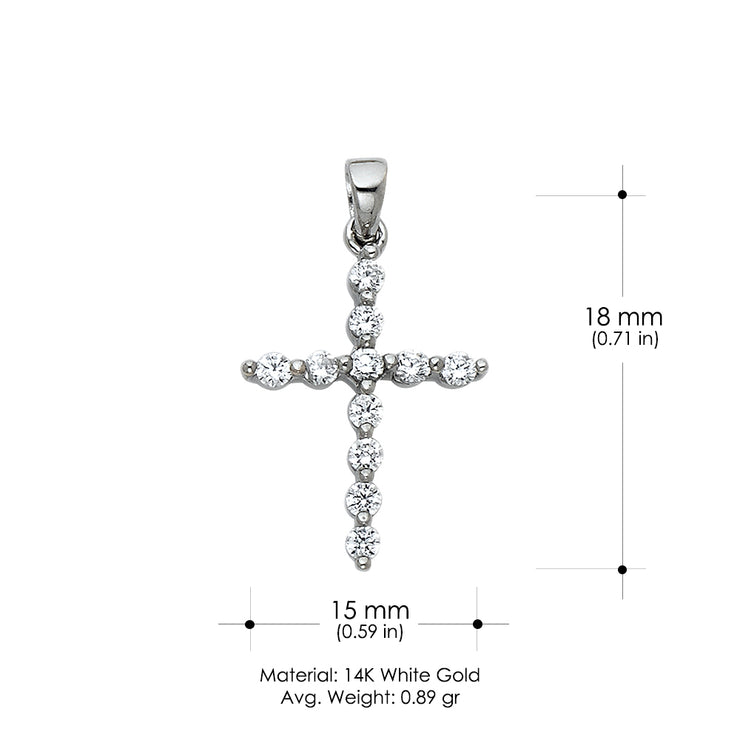 14K Gold Fancy Cross CZ Studded Religious Pendant