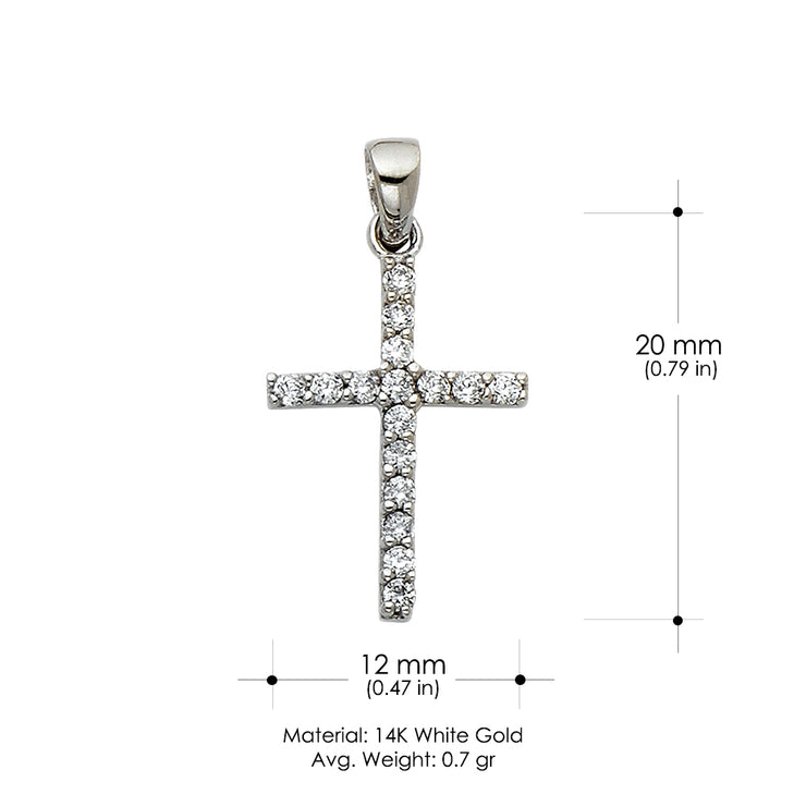 14K Gold Fancy Cross CZ Studded Religious Pendant