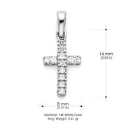 14K Gold Fancy Cross CZ Studded Religious Pendant