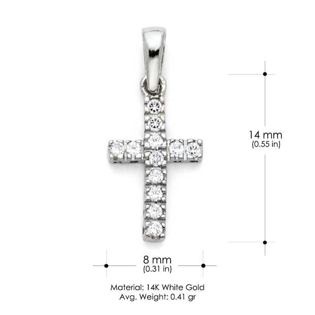 14K Gold Fancy Cross CZ Studded Religious Pendant