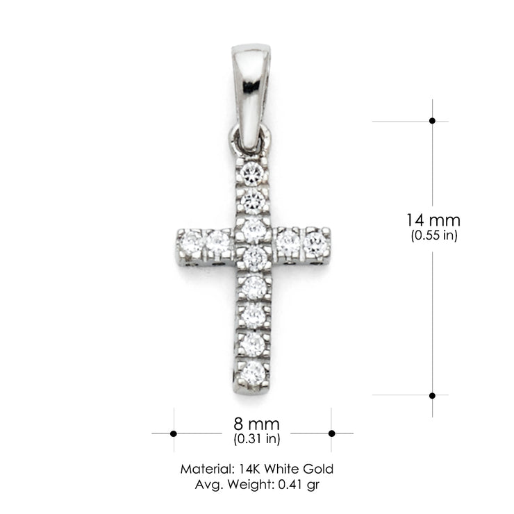 14K Gold Fancy Cross CZ Studded Religious Pendant