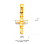 14K Gold Fancy Cross CZ Studded Religious Pendant