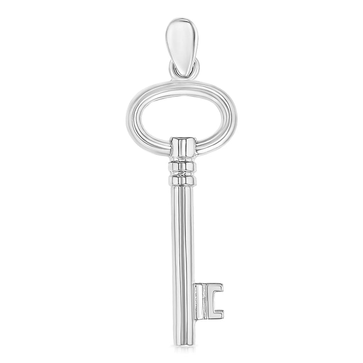 14K Gold Plain Key Charm Pendant