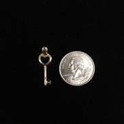 14K Gold Key to My Heart Plain Charm Pendant with 1.5mm Flat Open Wheat Chain Necklace