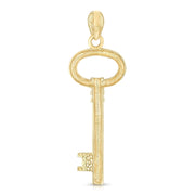 14K Gold Plain Key Charm Pendant