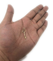 14K Gold Plain Key Charm Pendant