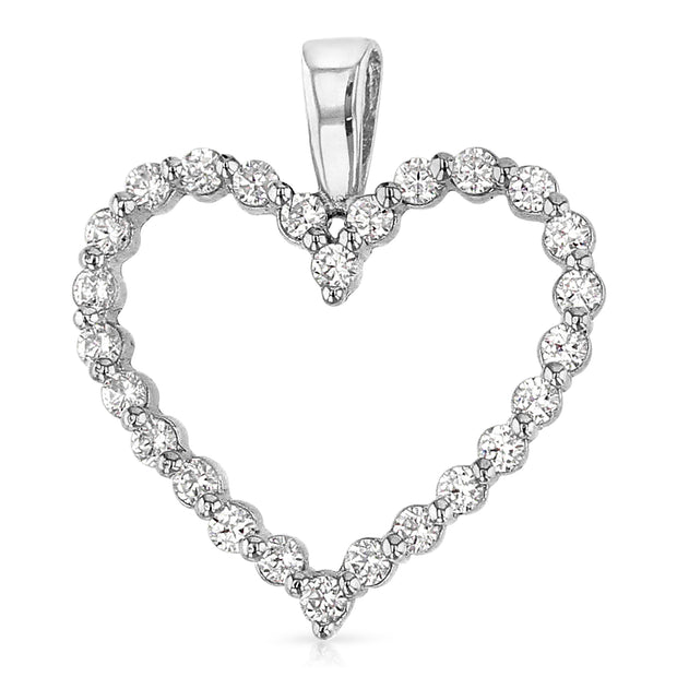 14K Gold Open Fancy Heart CZ Charm Pendant