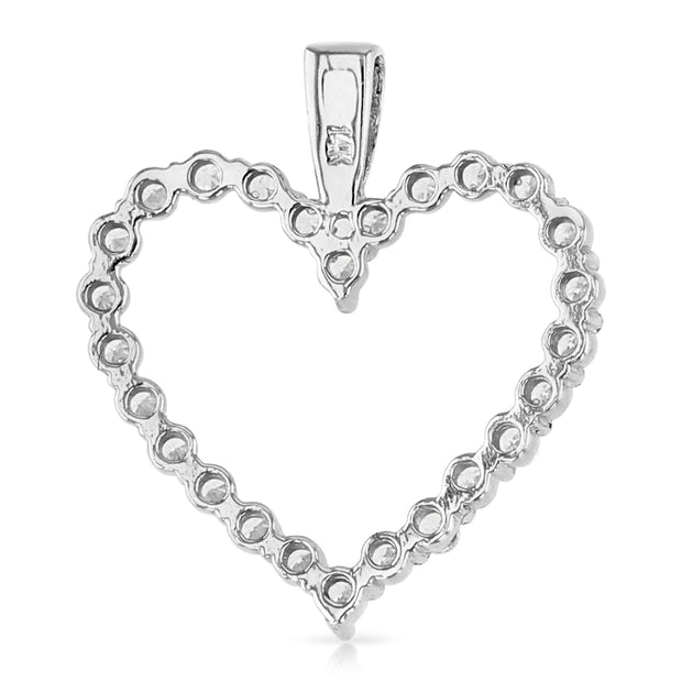 14K Gold Open Fancy Heart CZ Charm Pendant