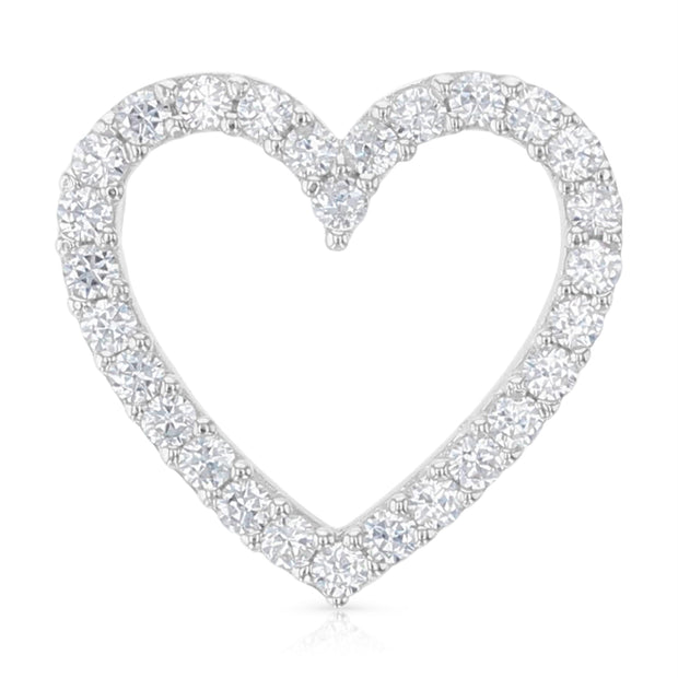 14K Gold Open Fancy Heart CZ Charm Pendant