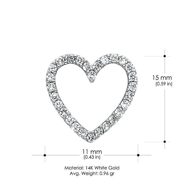 14K Gold Open Fancy Heart CZ Charm Pendant