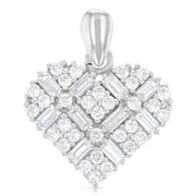 14K Gold Heart Cross Hatch CZ Pendant with 0.9mm Singapore Chain