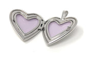 14K Gold Engraved Fancy Heart Locket Charm Pendant