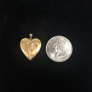 14K Gold Engraved Heart With Butterfly Locket Charm Pendant with 1.2mm Singapore Chain Necklace