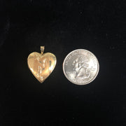 14K Gold Engraved Heart With Butterfly Locket Charm Pendant