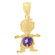 14K Gold Birthstone CZ Boy Charm Pendant