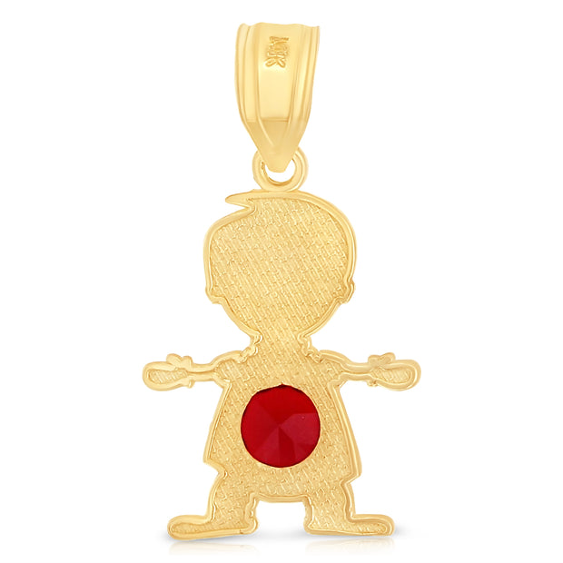 14K Gold Birthstone CZ Boy Charm Pendant