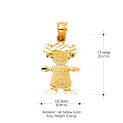 14K Gold Girl 'It's a Girl' Charm Pendant