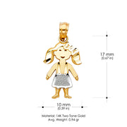 14K Gold Toddler Girl Charm Pendant