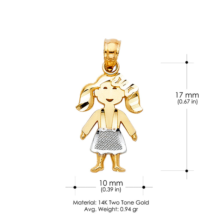 14K Gold Toddler Girl Charm Pendant