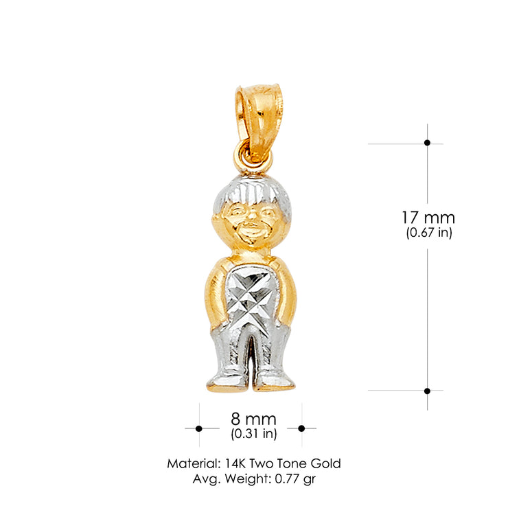 14K Gold Happy Boy Charm Pendant