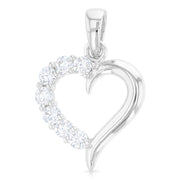 14K Gold Journey Hollow Heart CZ Pendant with 1.5mm Rope Chain