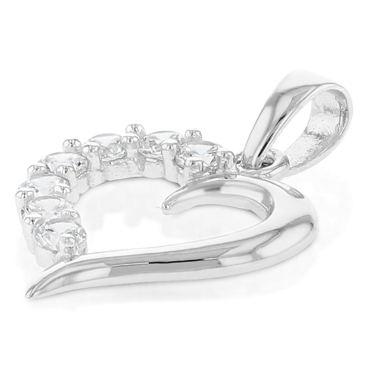 14K Gold Journey Hollow Heart CZ Charm Pendant