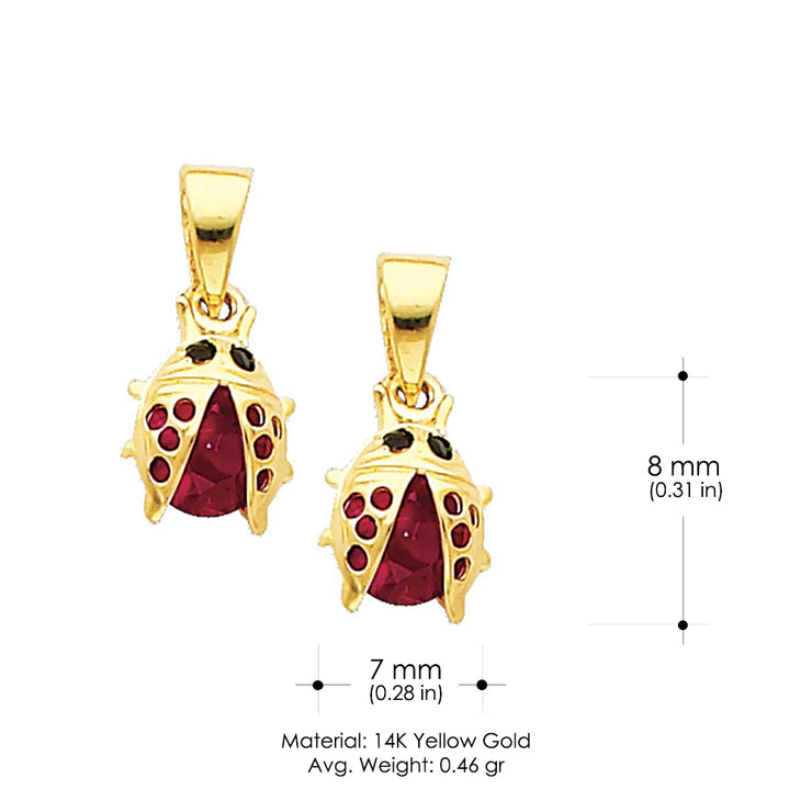 14K Gold Ladybug Lucky Charm Pendant