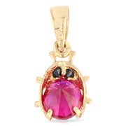 14K Gold Ladybug Lucky Charm Pendant