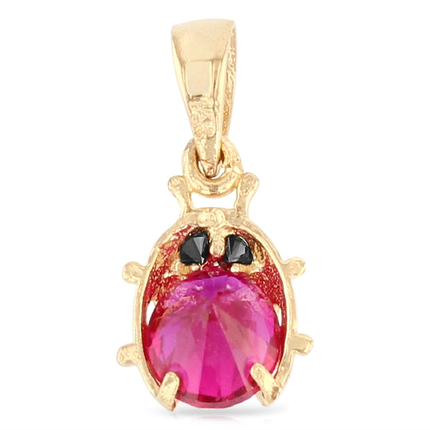 14K Gold Ladybug Lucky Charm Pendant