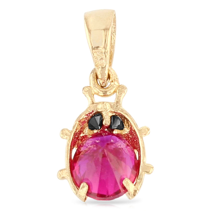 14K Gold Ladybug Lucky Charm Pendant