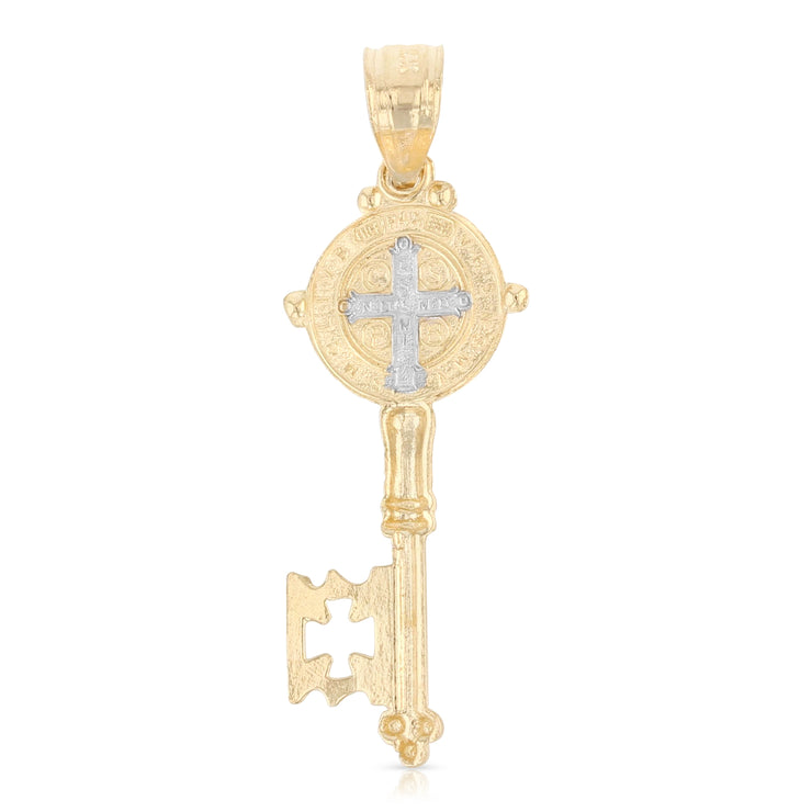 14K Gold Key Religious Charm Pendant