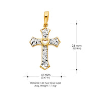 14K Gold Cross Religious Charm Pendant