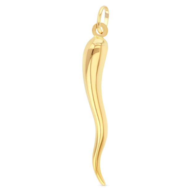 14K Gold Cornicello Italian Horn Good Luck Charm Pendant