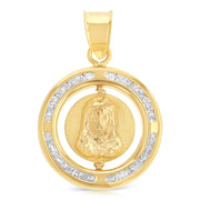 14K Gold Double Sided Round Pendant with 2.6mm Valentino Star Chain