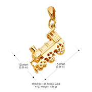 14K Gold Train Charm Pendant