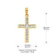 14K Gold Cross CZ Religious Pendant