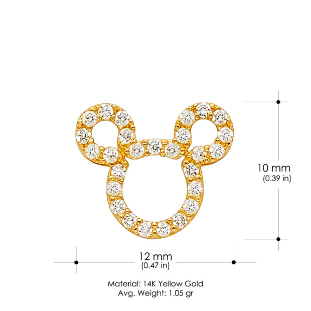 14K Gold CZ Charm Charm Pendant with 0.9mm Singapore Chain Necklace